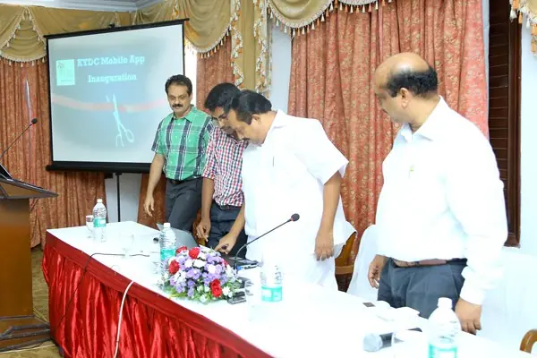 Inauguration of the KTDC mobile app, 2014, with Blessan Kurien Thomas